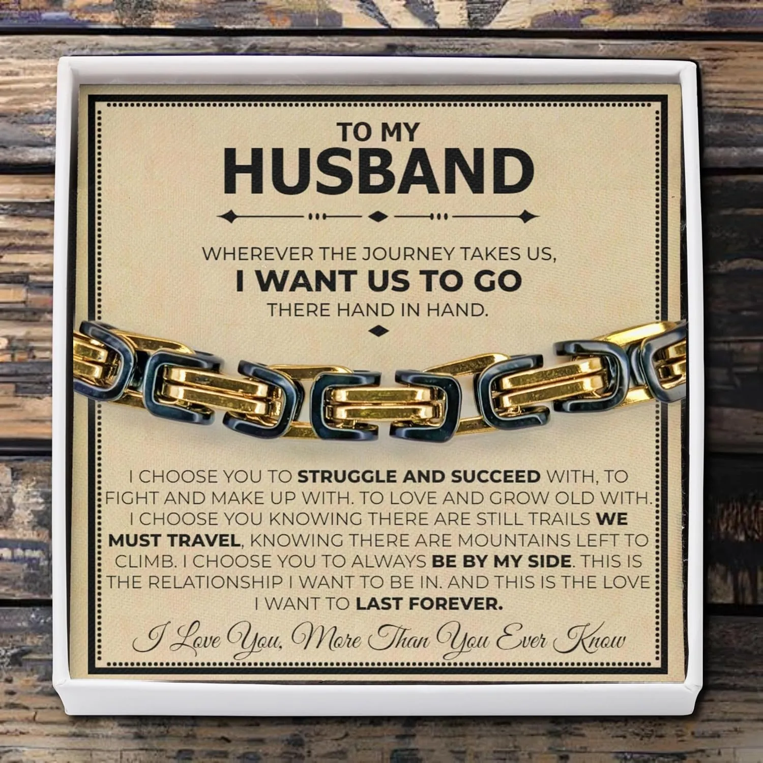 Love You This Much Jewelry Gift Set - Classic Steel Bracelet - Romantic Gift, Unique Husband Gifts