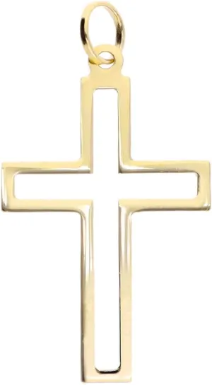 Lucchetta - 14 kt Yellow Gold Frame Christian Cross Pendant,14k Italian Religious Gift Charm for Necklaces (up to 4mm) - Authentic Jewelry from Italy for Mother's Day