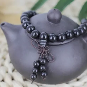 Mala Meditation Buddhist Prayer Beads Necklace, Bracelet, 108 Wood Bracelet Tibetan Buddhist Black Sandalwood Beads Prayer Mala Elastic Necklace Handmade Anniversary Jewelry (Size : 10mm)