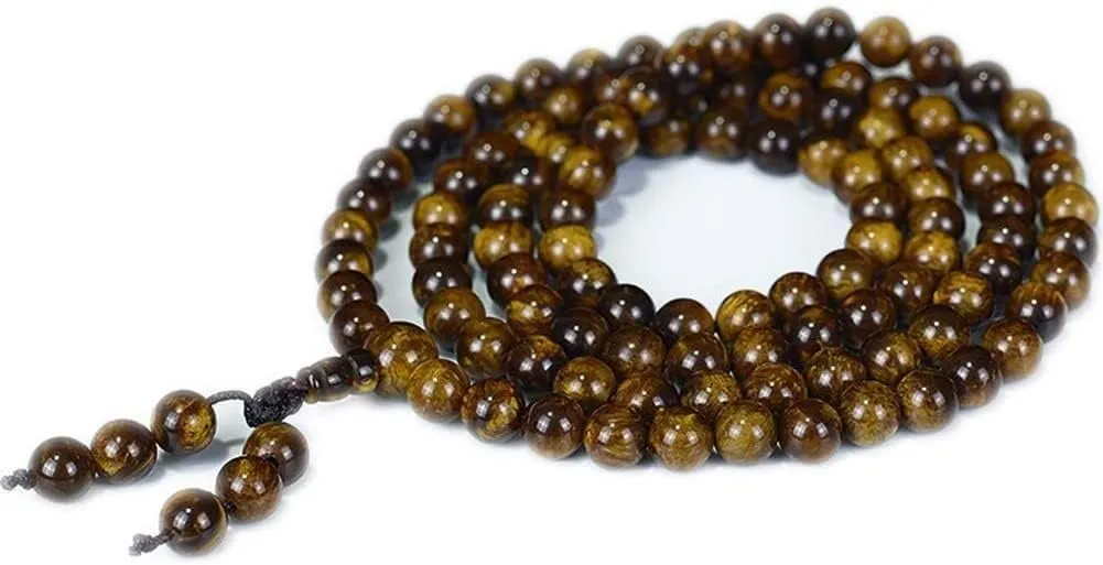 Mala Meditation Buddhist Prayer Beads Necklace, Bracelet, Beads Natural Wood Bracelet Mala Prayer Tibetan Buddhist Meditation Sea Willow 108 Bead Couple Jewelry Retro Style Design ( Color : 8mm )