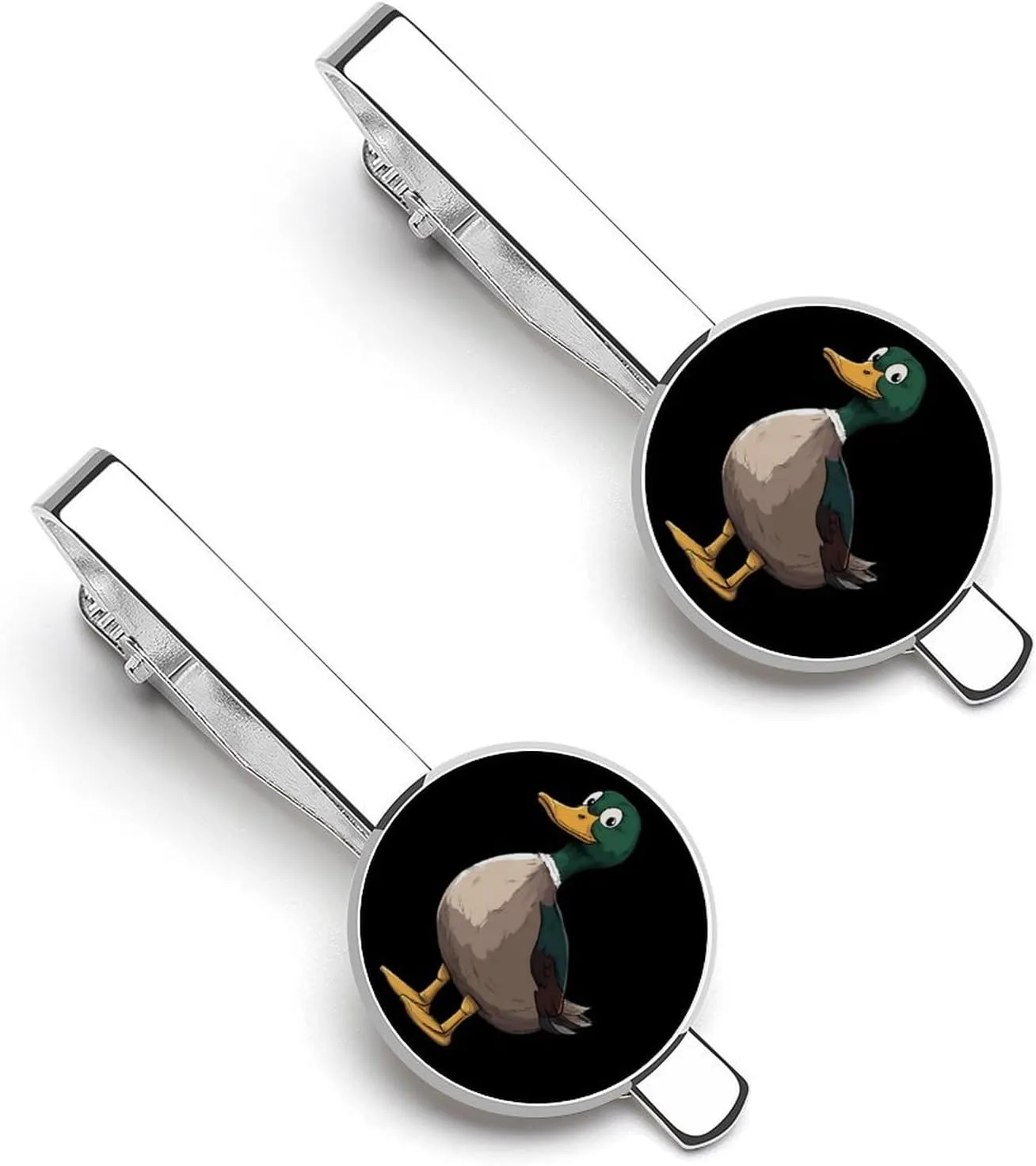 Mallard Duck Men's Tie Clip Tie Bar Round Tie Clasp Classic Tie Tack Pins Jewelry Accessories