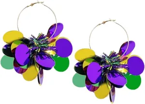 Mardi Gras Tassel Earrings for Women Shiny Colorful Feather Tassel Dangle Earrings Mardi Gras Decorations Mask Carnival Drop Earrings Festive Party Jewelry