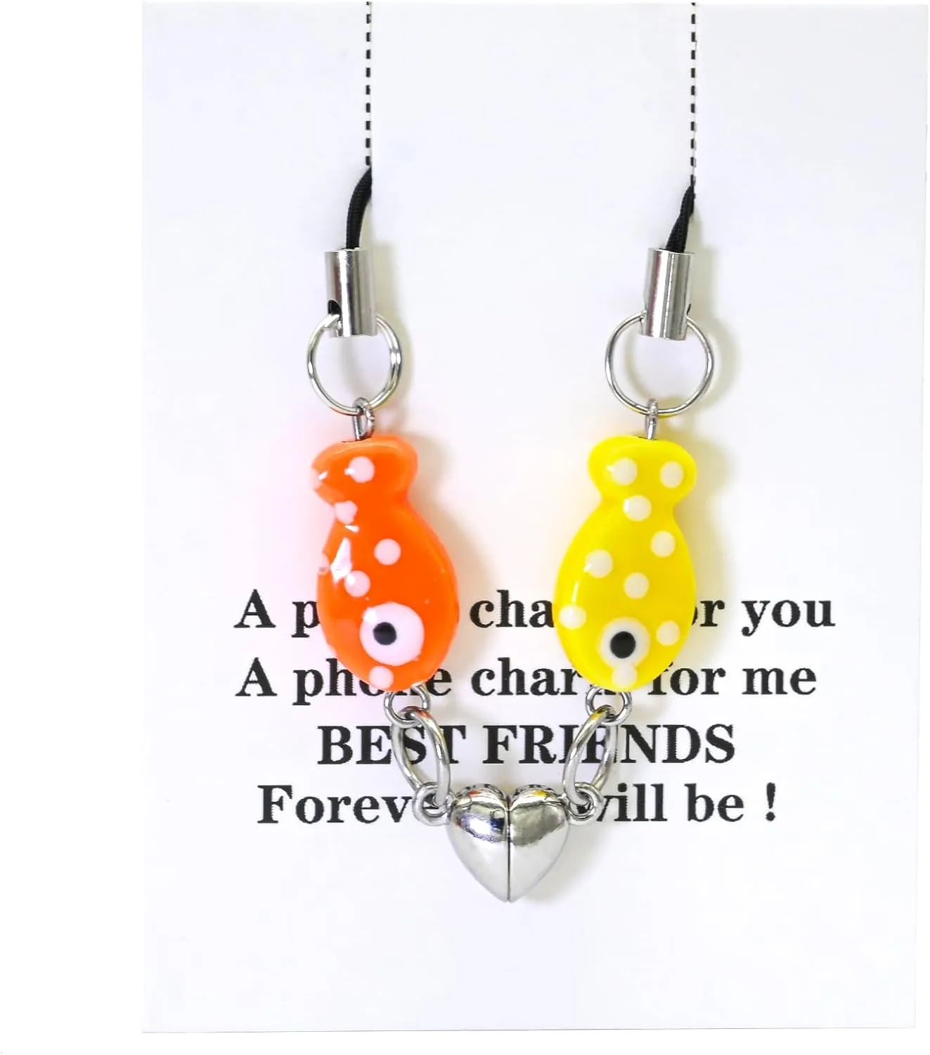 Matching Ceramic Fish Keychain Duo Set-Cute Magnetic Gifts for Best Friend Girlfriend Sister-Unique Friendship Gifts (Orange&Yellow)