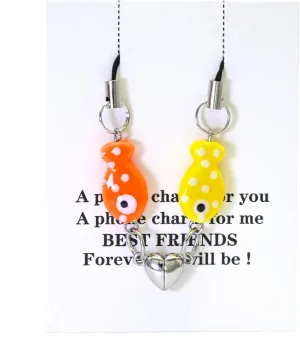 Matching Ceramic Fish Keychain Duo Set-Cute Magnetic Gifts for Best Friend Girlfriend Sister-Unique Friendship Gifts (Orange&Yellow)