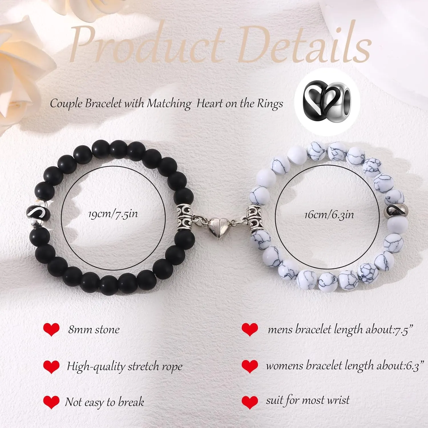 Matching Couple Ring Bracelets Gifts for Boyfriend Husband Girlfriend Wife Valentine's Day Anniversary Birthday Engagement Gift