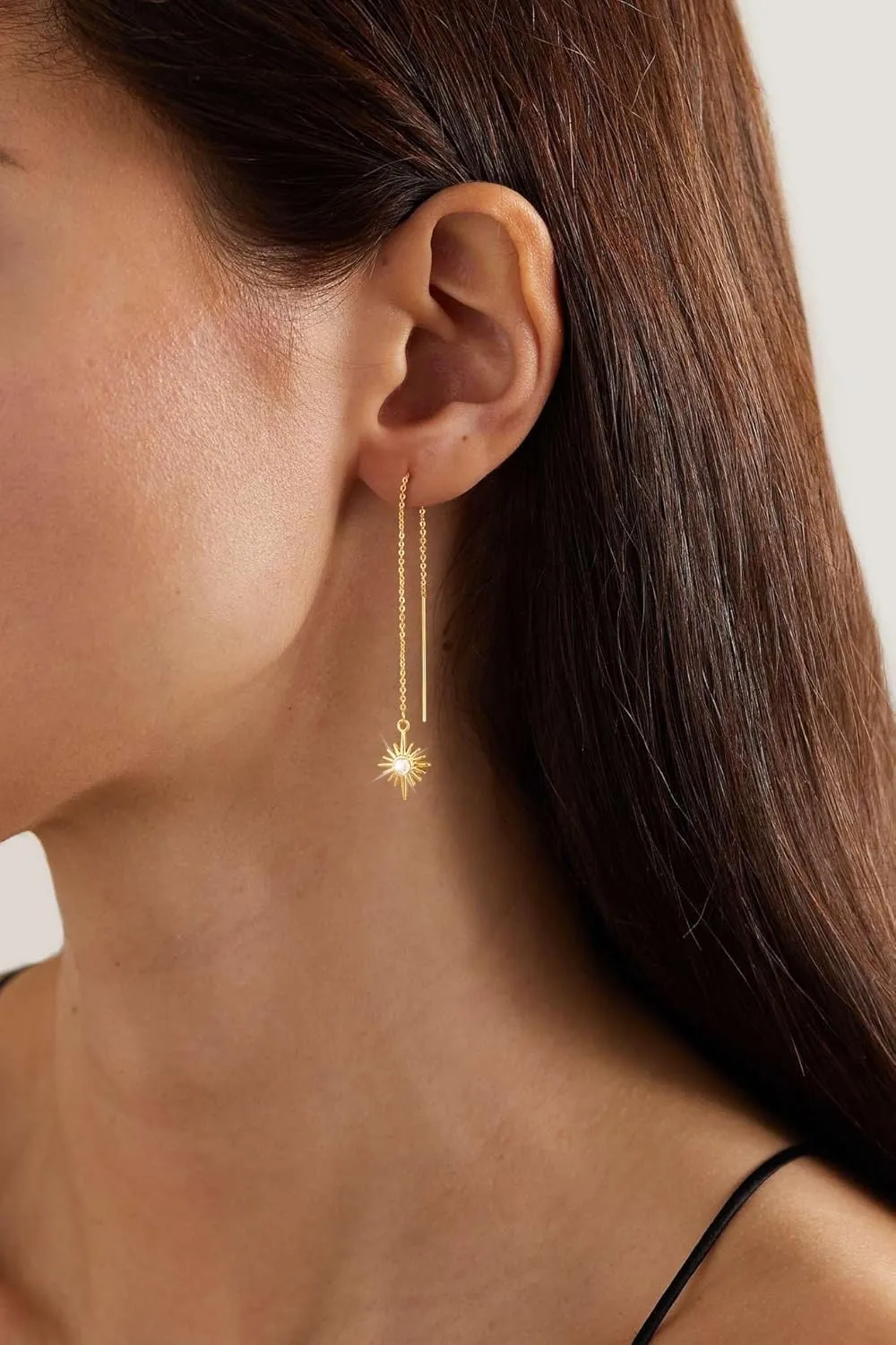 MBW Gold Threader Earrings for Women, 14K Dangle Long Chain Drop Earrings Dangling, Dainty Elegant Dangly Ear Chain with Tassel and Cubic Zirconia for Wedding Hoco Trendy Jewelry Accessories Gifts