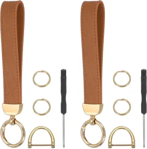 MECCANIXITY Leather Wristlet Keychain Car Key Chain Wristlet for Women Key Fob Holder with D Ring and Key Ring