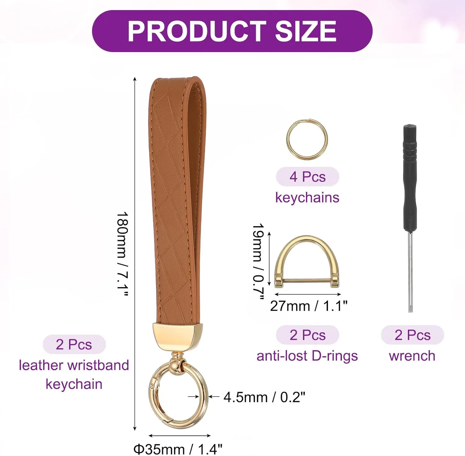 MECCANIXITY Leather Wristlet Keychain Car Key Chain Wristlet for Women Key Fob Holder with D Ring and Key Ring