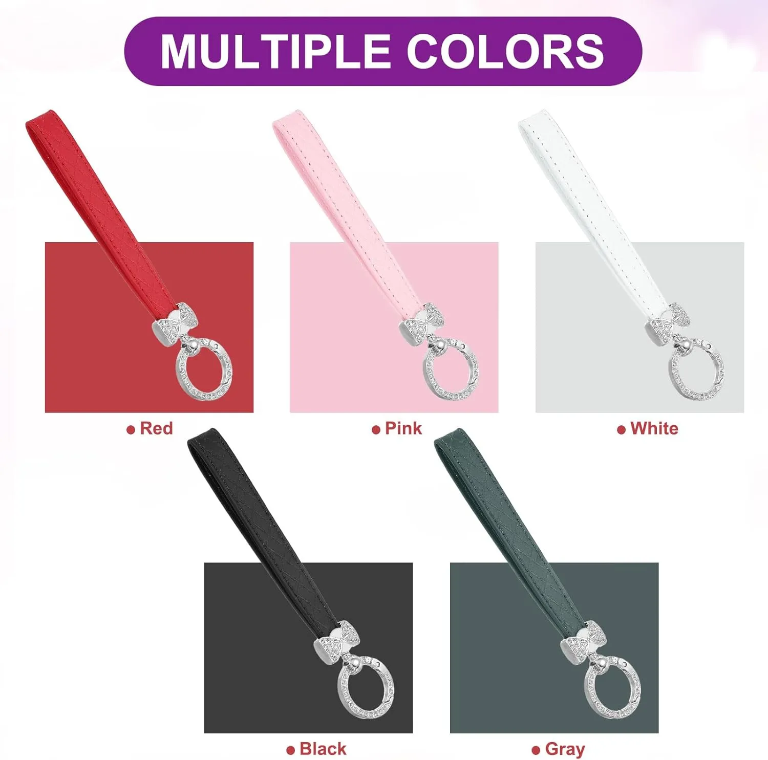 MECCANIXITY Leather Wristlet Keychain Car Key Chain Wristlet Key Fob Holder Bow Style with D Ring and Key Ring