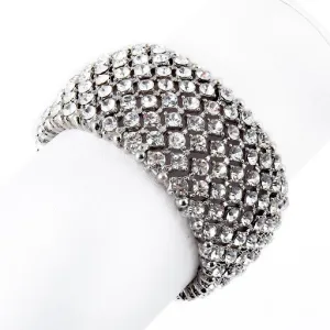 MEGAN - clear silver Pave Rhinestone Stretch Bracelet