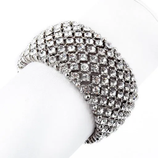 MEGAN - clear silver Pave Rhinestone Stretch Bracelet