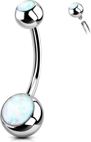 Melighting Titanium Belly Button Ring 14G Opal Belly Ring Internally Threaded G23 Titanium Belly Piercing Hoop Opal Navel Barbell Body Piercing Jewelry