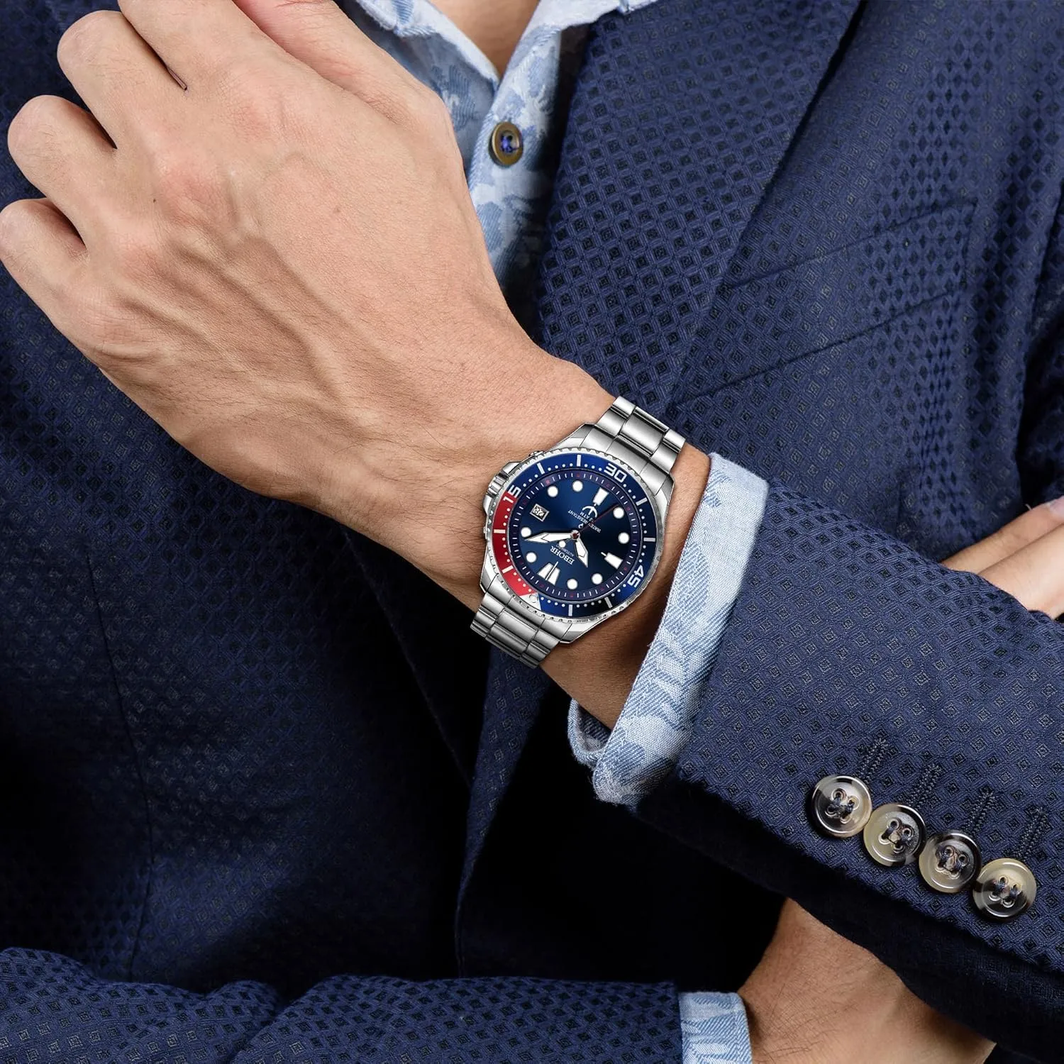 Men's Pro Diver Mechanical Watch - High Energy Mechanical Core Black Multifunctional Luminous Dial Advanced Outdoor Waterproof Deep Diving Easy Read Classic Wrist Watch