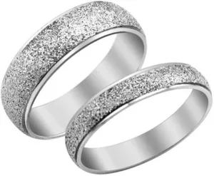 Mens Womens Stainless Steel Sandblast Finish Ring Couple Engagement Wedding Silver Promise Matching Band