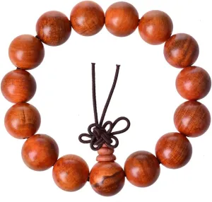 Men,Women's Wood Bracelet Link Wrist Tibetan Buddhist Blood Dragon Wood Bead Prayer Buddha Mala Chinese Knot Elastic