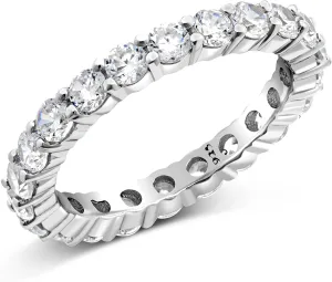 Metal Factory 3.50MM Sterling Silver 925 Cubic Zirconia CZ Eternity Engagement Wedding Band Ring