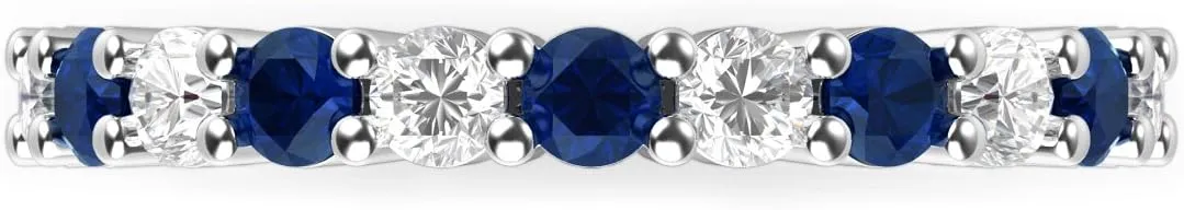 Metal Factory 3.50MM Sterling Silver 925 White & Blue CZ Eternity Engagement Wedding Band Ring