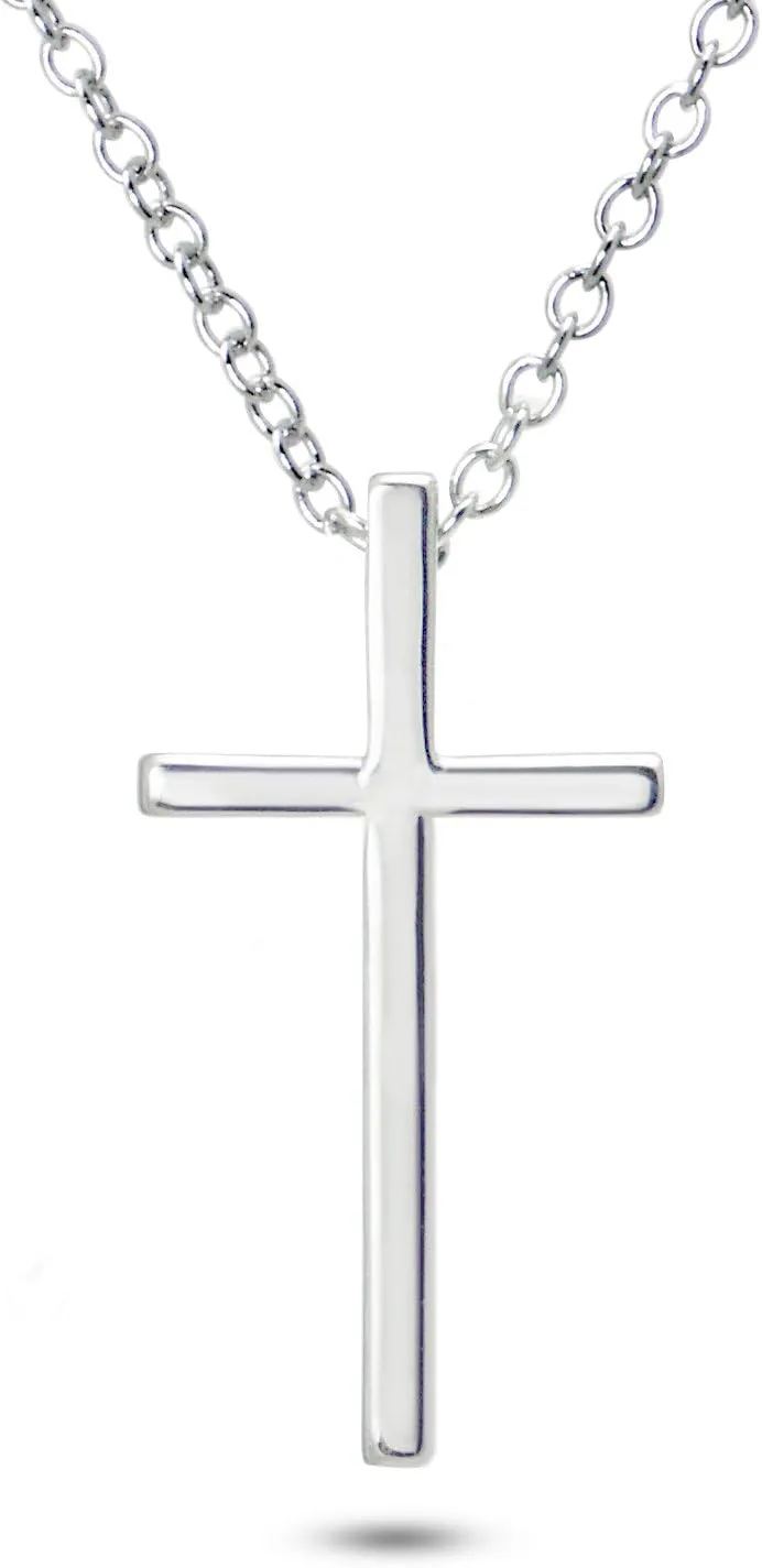 Metal Factory 925 Sterling Silver Cross Pendant Necklace
