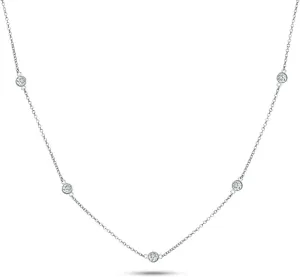 Metal Factory 925 Sterling Silver CZ by The Yard Round Cut Cubic Zirconia Chain Necklace