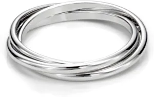 Metal Factory Sterling Silver Triple Interlocked Rolling High Polish Plain Dome Tarnish Resistant Wedding Band Ring