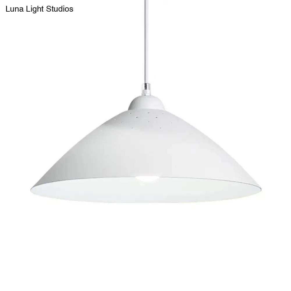 Metallic Conic Pendant Light with Scattered Hole Design - Industrial Style for Balcony or Ceiling