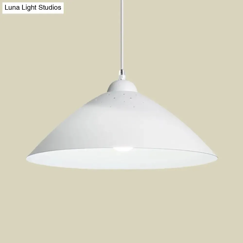 Metallic Conic Pendant Light with Scattered Hole Design - Industrial Style for Balcony or Ceiling