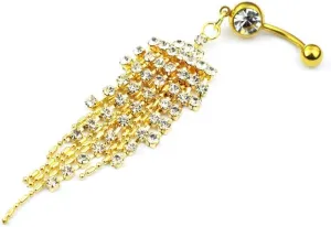 MIFYNN Surgical Stainless Steel Belly Button Rings Claw Chain Tassel Navel Ring Cubic Zirconia Imitation Diamond Belly Button Body Puncture Ring for Women