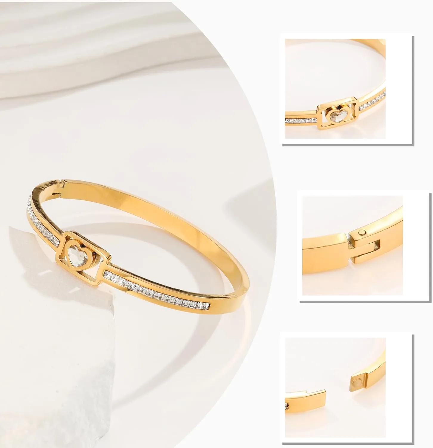 MILAKOO Bracelet for Women Titanium Heart Bangle Popular Gifts for Girlfriend Mom Wedding Love Bracelet