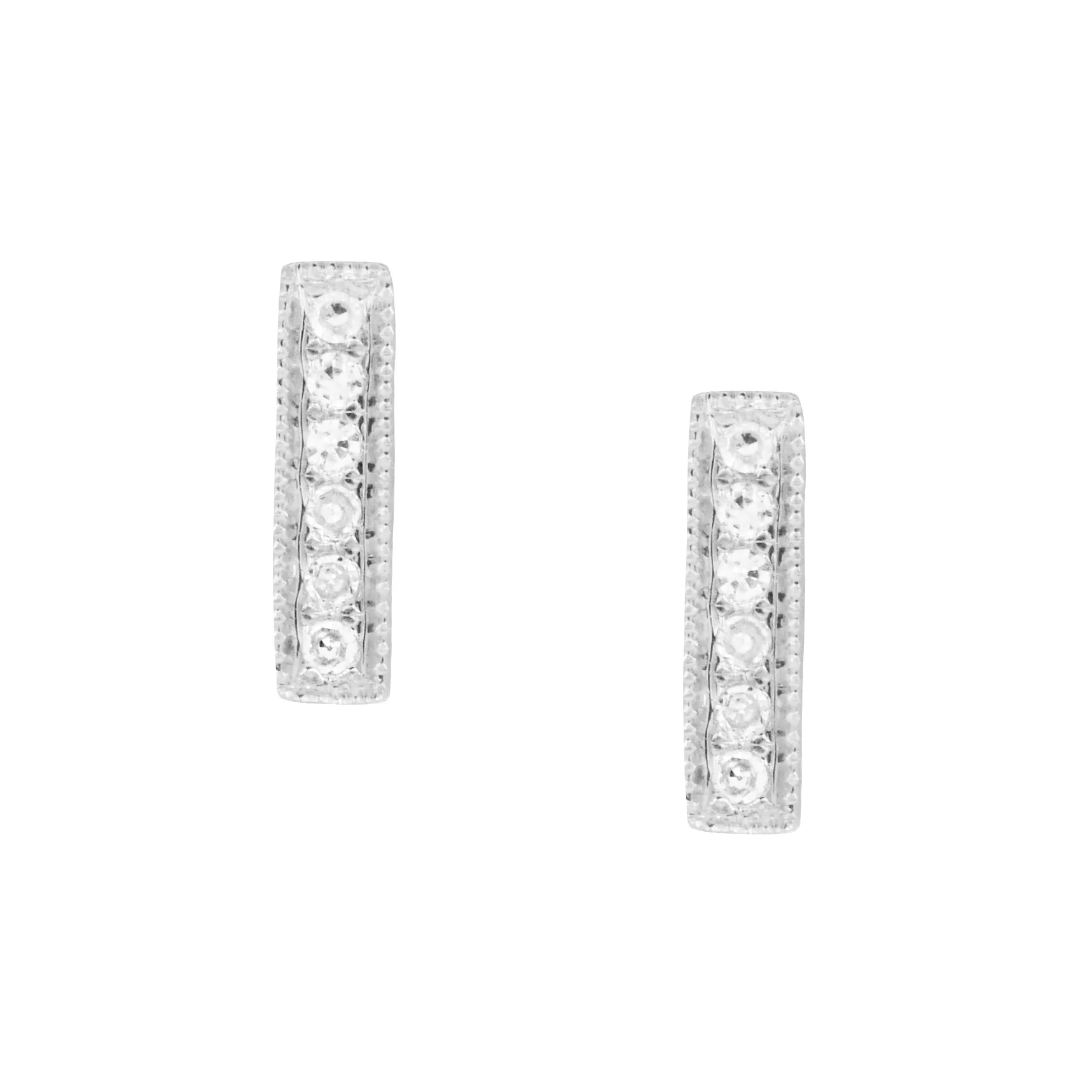 Mini Diamond Bar Stud Earrings in 14k Gold