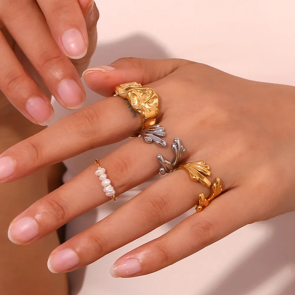 Minimalist Versatile Circle Geometric Stainless Steel 18K Gold Plated Rings