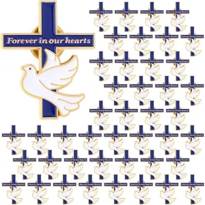Misdary Funeral Favors for Guests Memorial Cross Dove Pins bulk Forever in Our Hearts Lapel Pin for Mourning Remembrance Day