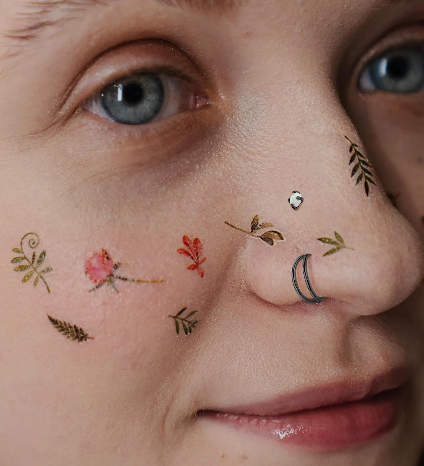 MJust Titanium Nose Ring Set, 18G Hypoallergenic L Shaped and Hoop Nose Stud Rings for Women & Men.