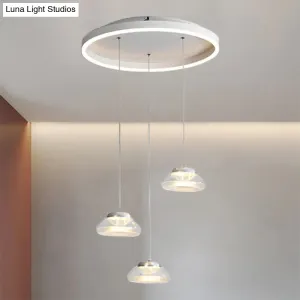 Modern Acrylic Oval Cluster Pendant Light - 3-Light LED Suspension Lamp in White/Warm Light