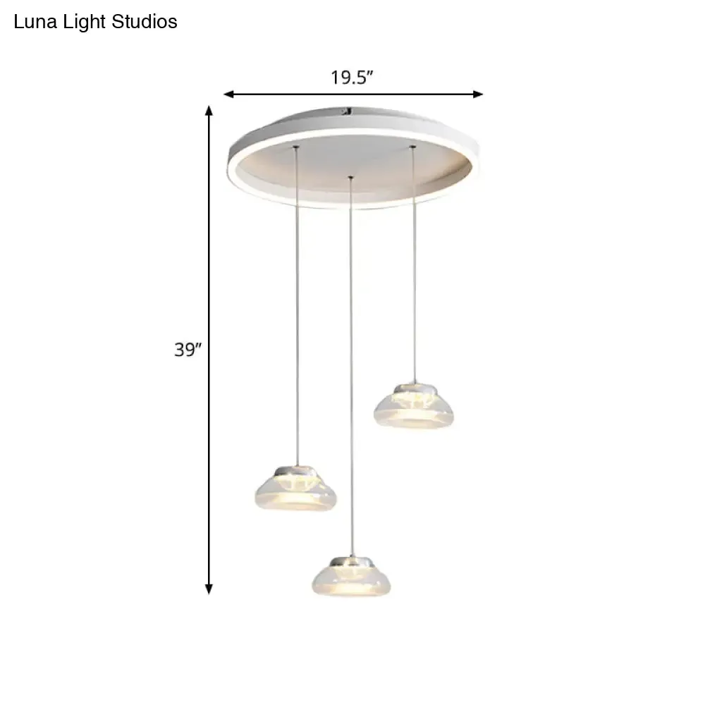 Modern Acrylic Oval Cluster Pendant Light - 3-Light LED Suspension Lamp in White/Warm Light