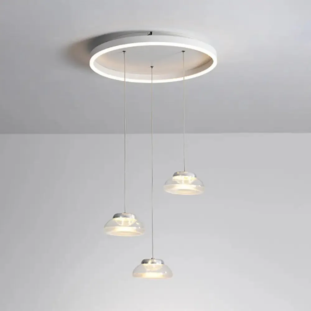 Modern Acrylic Oval Cluster Pendant Light - 3-Light LED Suspension Lamp in White/Warm Light
