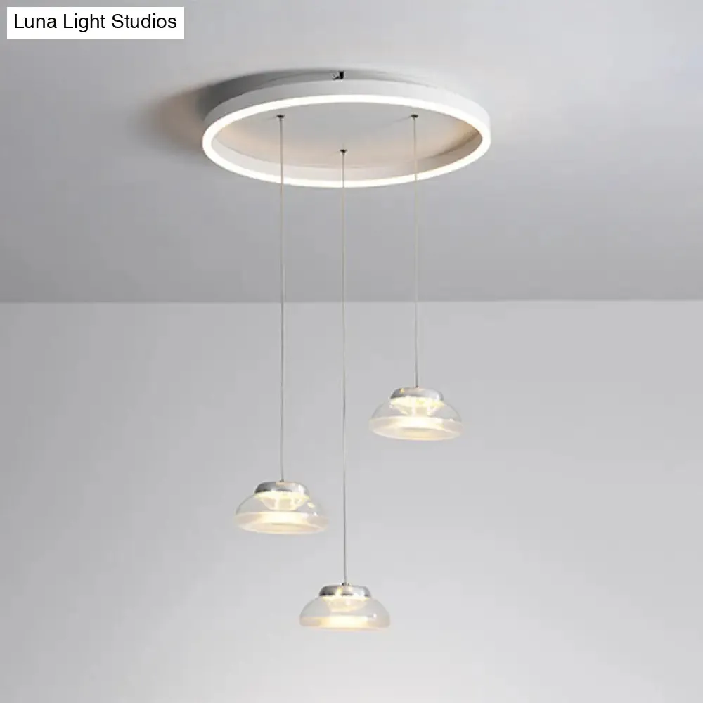 Modern Acrylic Oval Cluster Pendant Light - 3-Light LED Suspension Lamp in White/Warm Light