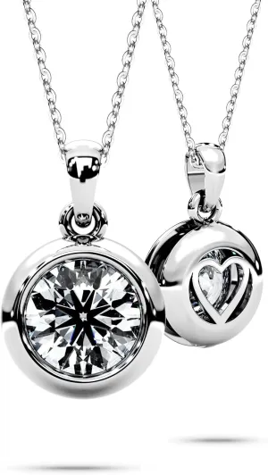 Moissanite Necklace for Women Solitaire Bezel Pendant Sterling Silver Lab Created Gem Jewelry for Her Gift for Mothers Day Wedding Anniversary Birthday to My Wife Daughter Mom Grandma Girlfriend