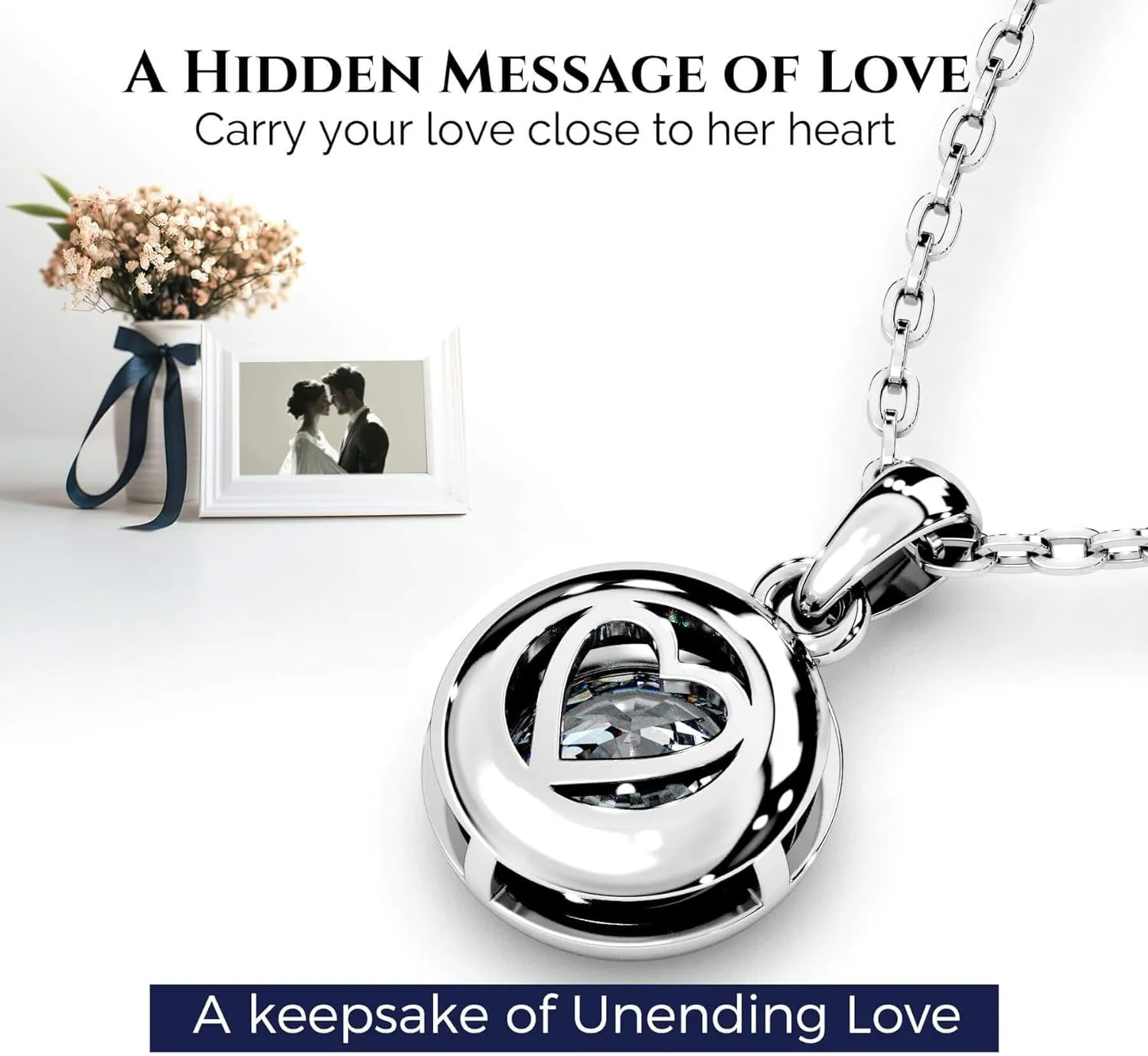 Moissanite Necklace for Women Solitaire Bezel Pendant Sterling Silver Lab Created Gem Jewelry for Her Gift for Mothers Day Wedding Anniversary Birthday to My Wife Daughter Mom Grandma Girlfriend