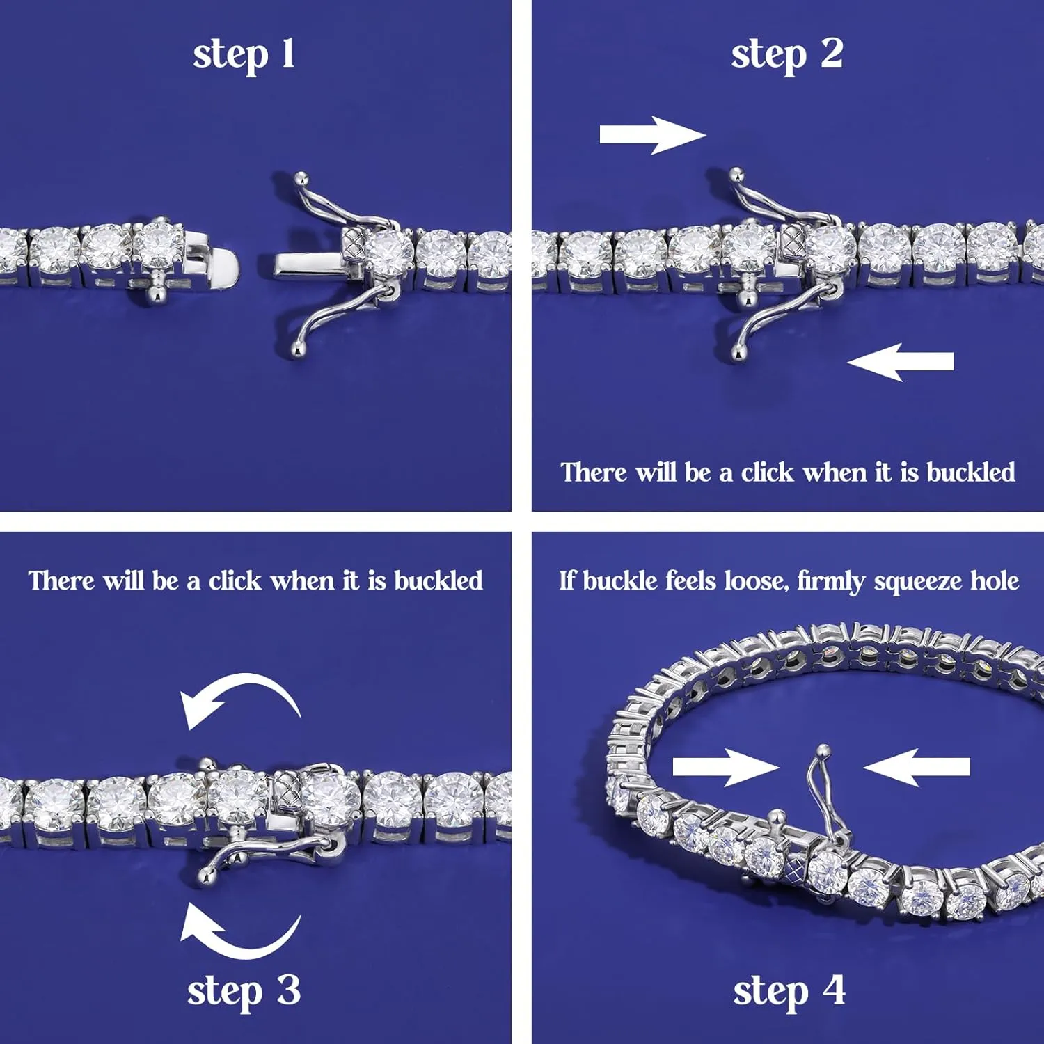 Moissanite Tennis Bracelet for Women Men White/Yellow Gold Plated S925 Sterling Silver D Color VVS1 Round Cut Moissanite Bracelets 2.36-14.4CT 2/3/4MM 6-8INCH