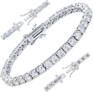 Moissanite Tennis Bracelet for Women Men White/Yellow Gold Plated S925 Sterling Silver D Color VVS1 Round Cut Moissanite Bracelets 2.36-14.4CT 2/3/4MM 6-8INCH