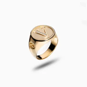 MONETA Vermeil Initial V Ring