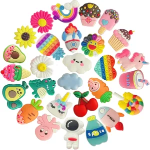 monochef Shoe Charms for Girls Boys: 28 Pack Random Different Cute Shoe Decoration Charms, Shoe Charm, Charms for Shoes Bracelet Wristband Party Favors Gifts Teens Kids Women Adults
