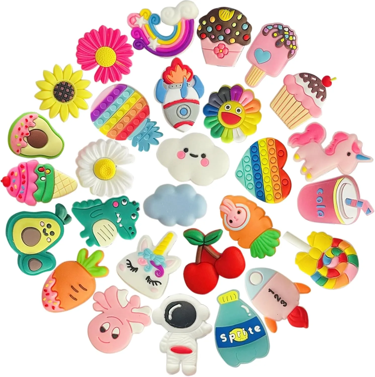 monochef Shoe Charms for Girls Boys: 28 Pack Random Different Cute Shoe Decoration Charms, Shoe Charm, Charms for Shoes Bracelet Wristband Party Favors Gifts Teens Kids Women Adults