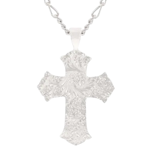 Montana Silvermiths Men's Antiqued Rose Gold Scalloped Cross Necklace