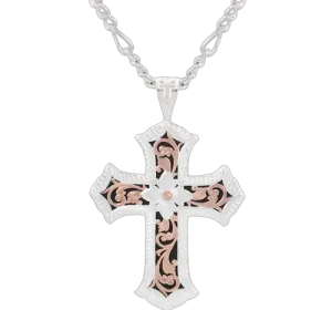 Montana Silvermiths Men's Antiqued Rose Gold Scalloped Cross Necklace
