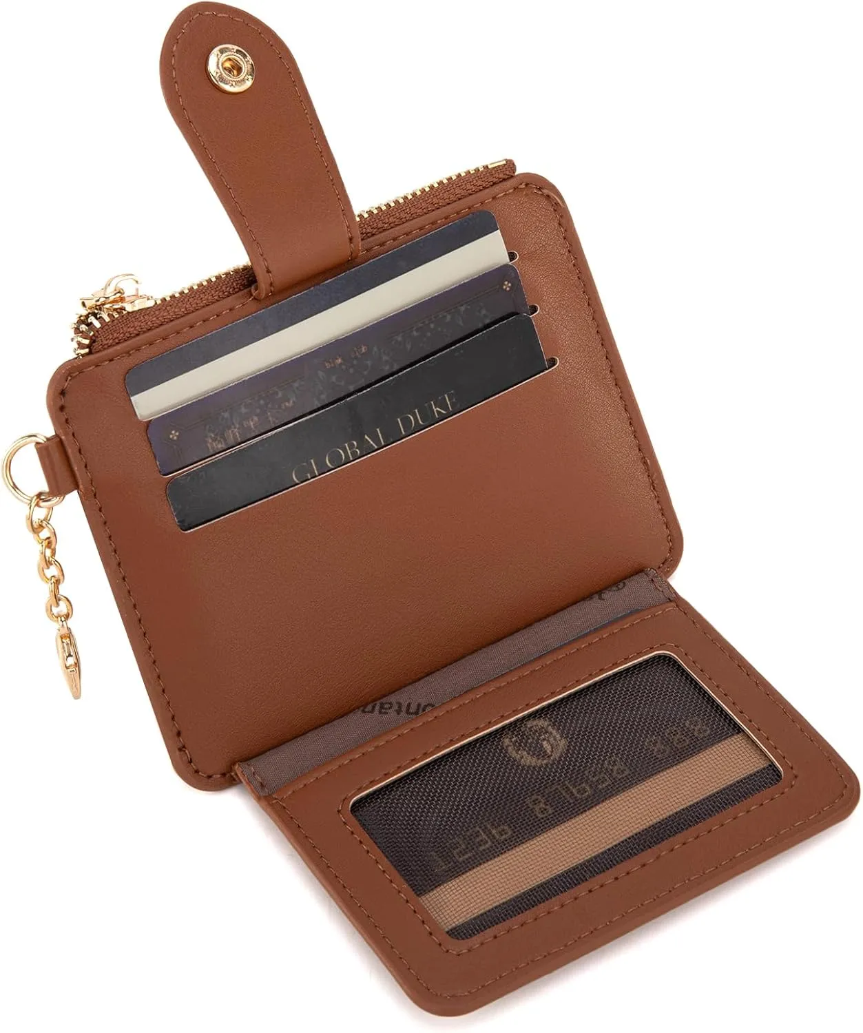 Montana West Small Credit Card Wallet Rfid Blocking Credit Card Holder with Zipper Coin Pocket, ID Window, Brown Keychain Wallet Slim and Compact, Easy to Carry