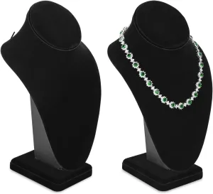 MOOCA 2 Pcs Deluxe Medium Necklace Chain Jewelry Bust Display Holder Stand, Necklaces Display Mannequin, Bust Stand, 6 3/8 W x 4 1/4 D x 10 H in, Black Velvet
