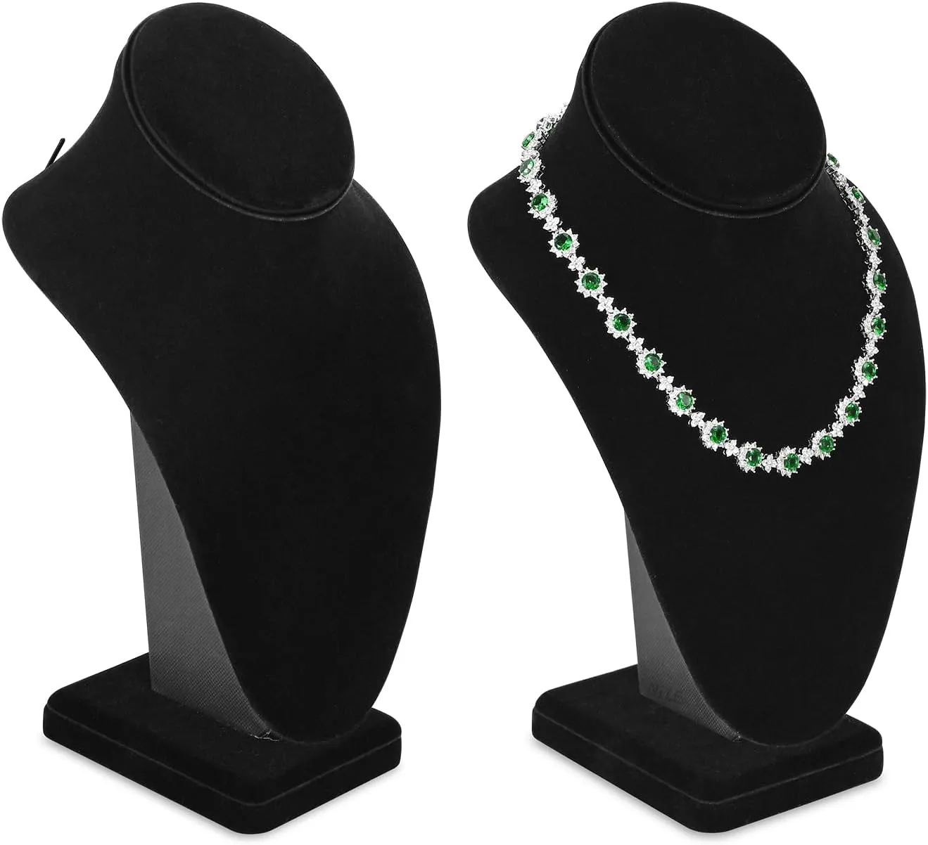 MOOCA 2 Pcs Deluxe Medium Necklace Chain Jewelry Bust Display Holder Stand, Necklaces Display Mannequin, Bust Stand, 6 3/8 W x 4 1/4 D x 10 H in, Black Velvet
