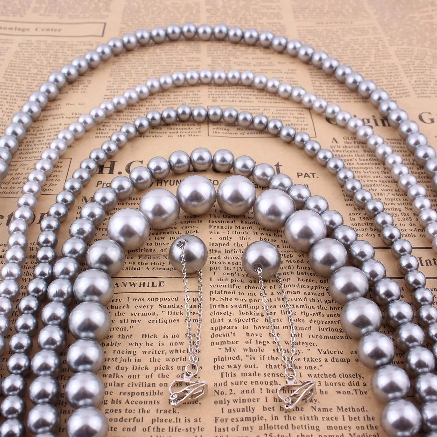 Multilayer Strand Simulated Pearl Statement Necklace and Clip on Earrings Set Women Long Sweater Chain Choker Necklace