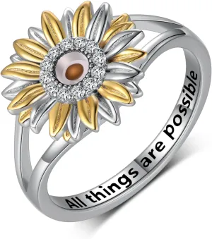 Mustard Seed Ring 925 Sterling Silver Sunflower Mustard Seed Jewelry Faith Jewelry Unique Mustard Seed Gift for Women
